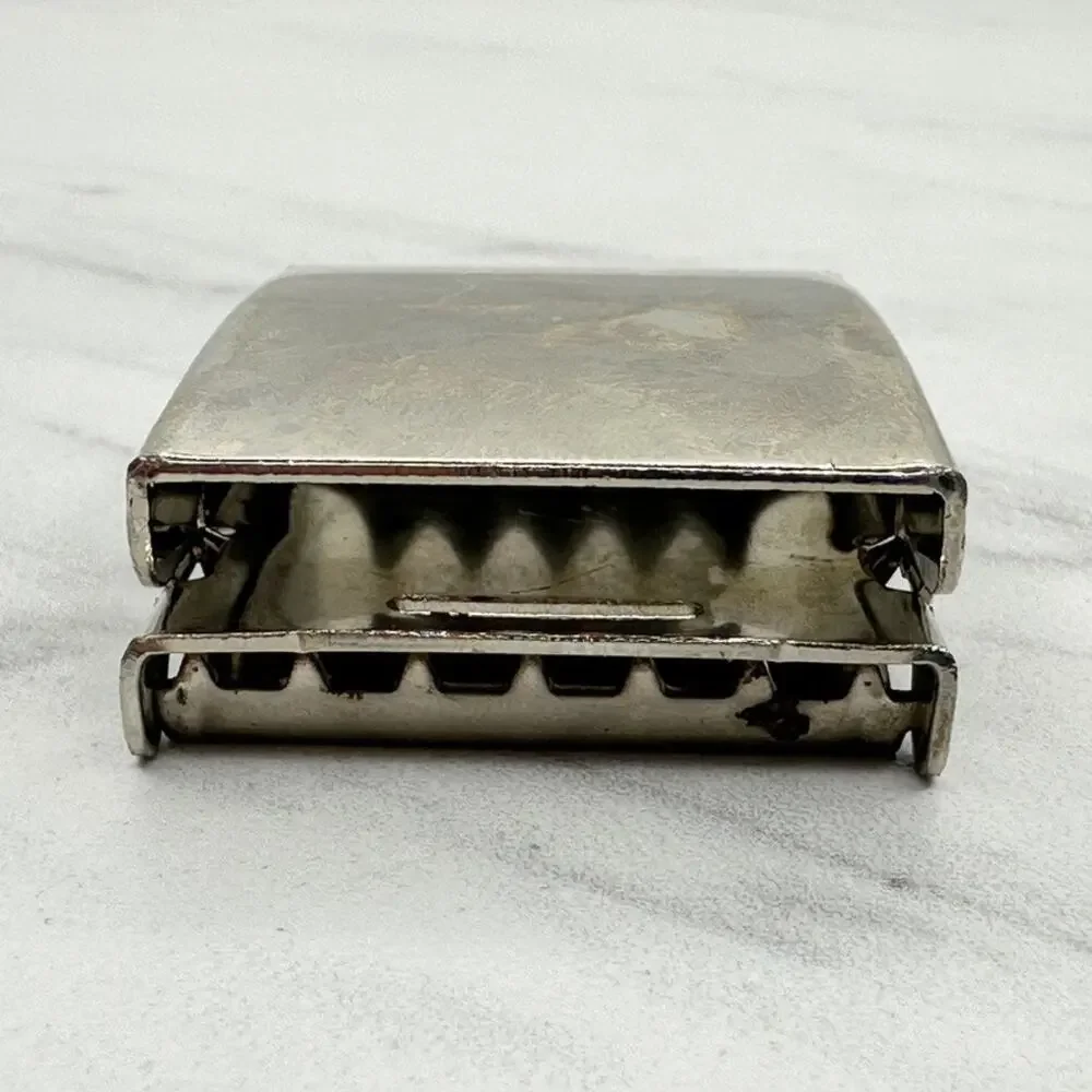 Silver Tone Web Clamp Military Style Slide Belt Buckle Simple Basic Unisex ✨
